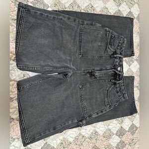 PacSun Women’s 90’s Black Charcoal BF Carpenter Baggy Denim Cargo Jeans Pants